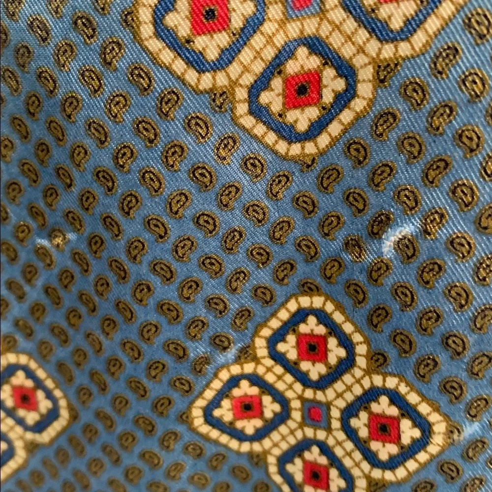 Vintage Christian Dior Silk Geometric Print Scarf | Blue Dior Silk Scarf